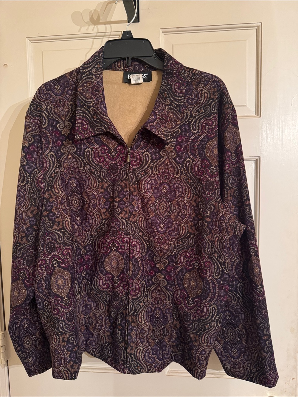 Brooks women’s Paisley zip front jacket Purple & Tan